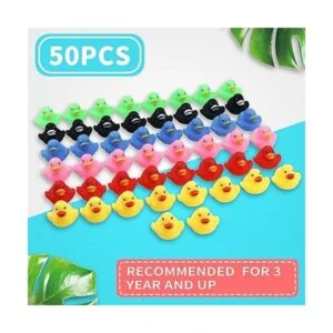 Paquete de 50 mini juguetes de baño de pato multicolor de_3