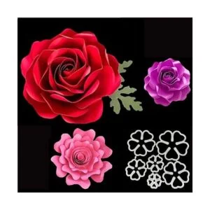 Juego de 6 troqueles de metal de flor de rosa 3D_2