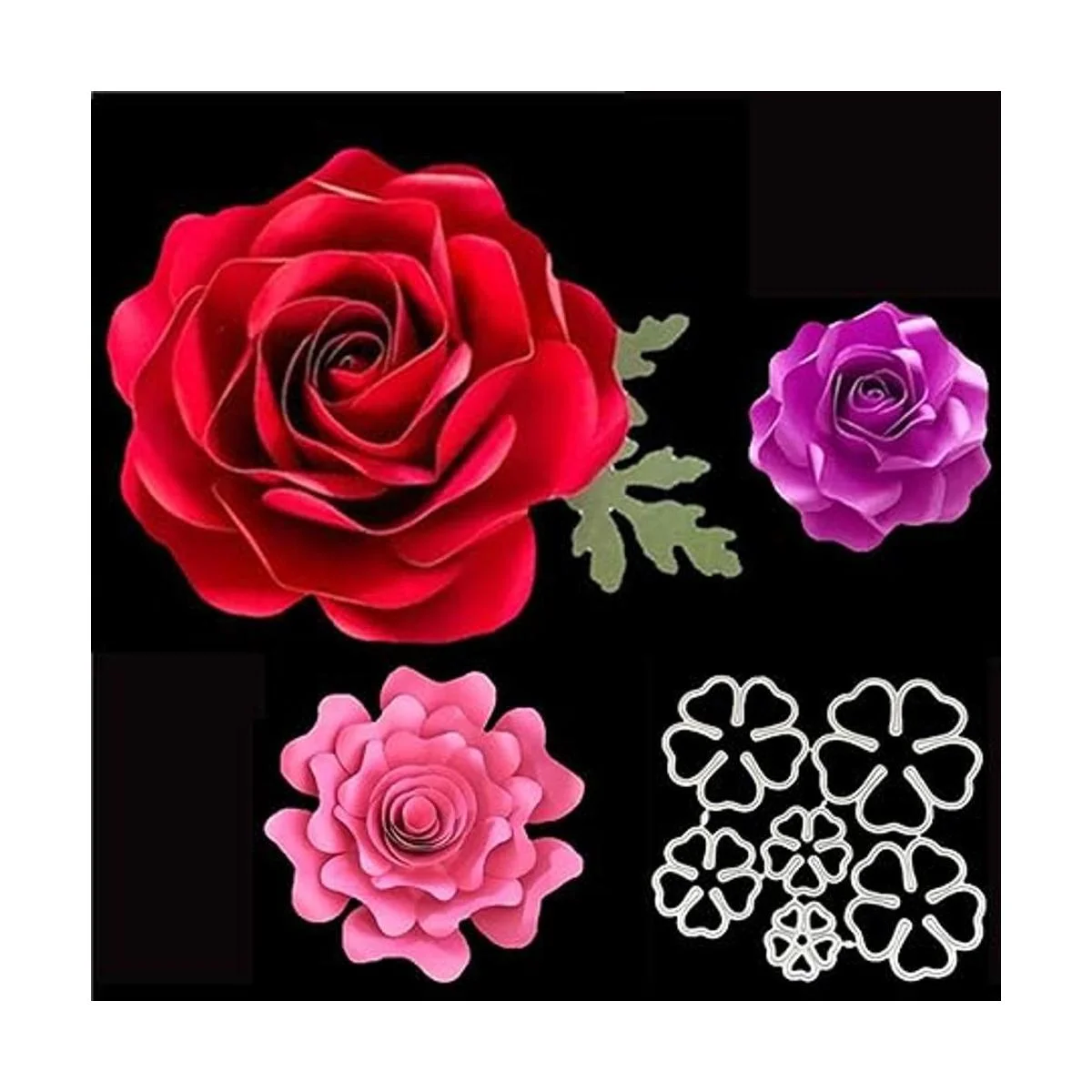 Juego de 6 troqueles de metal de flor de rosa 3D_2