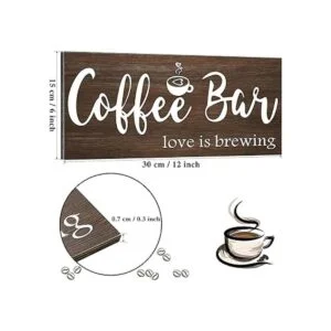 Jetec Letrero de café rústico de madera para decoración de_3