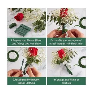 Imán de ramillete con imanes florales y cinta para_3