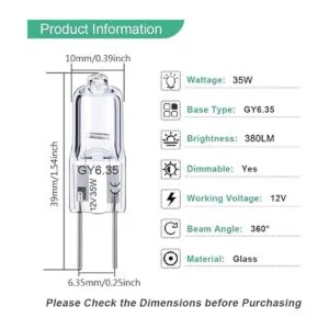 GY6.35 Bombillas halógenas de 12 voltios y 35 vatios_3