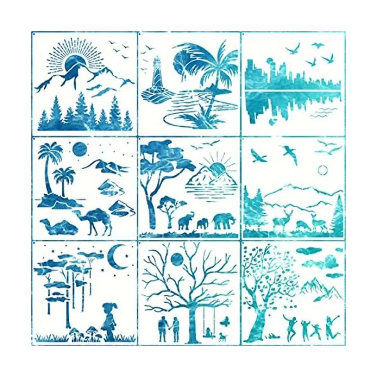 Keeoye 9 plantillas de paisaje forestal montañas ríos_1