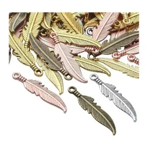 100 colgantes de plumas de aleación tibetana para colgar_4