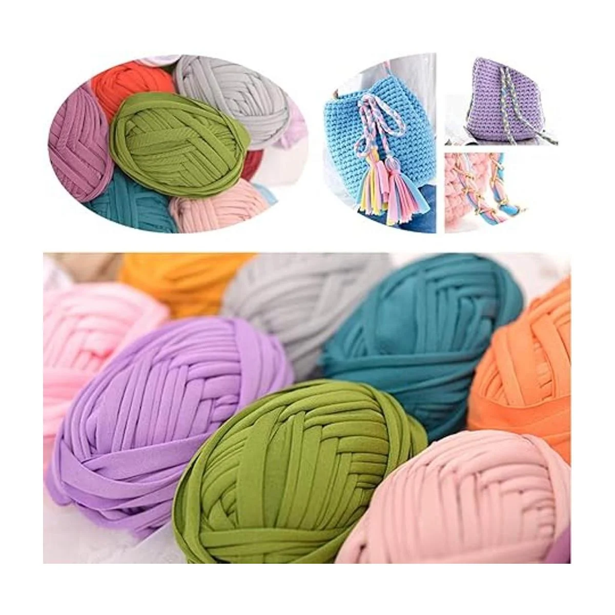 Hilo de camiseta tela de ganchillo para verano bolsa de_5