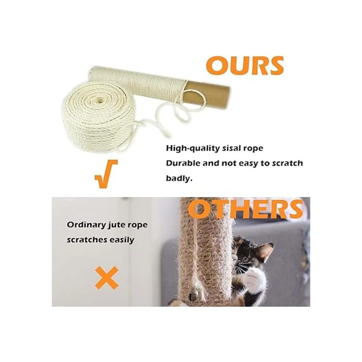 Natural Sisal White Rope for Cat Scratching Post_4