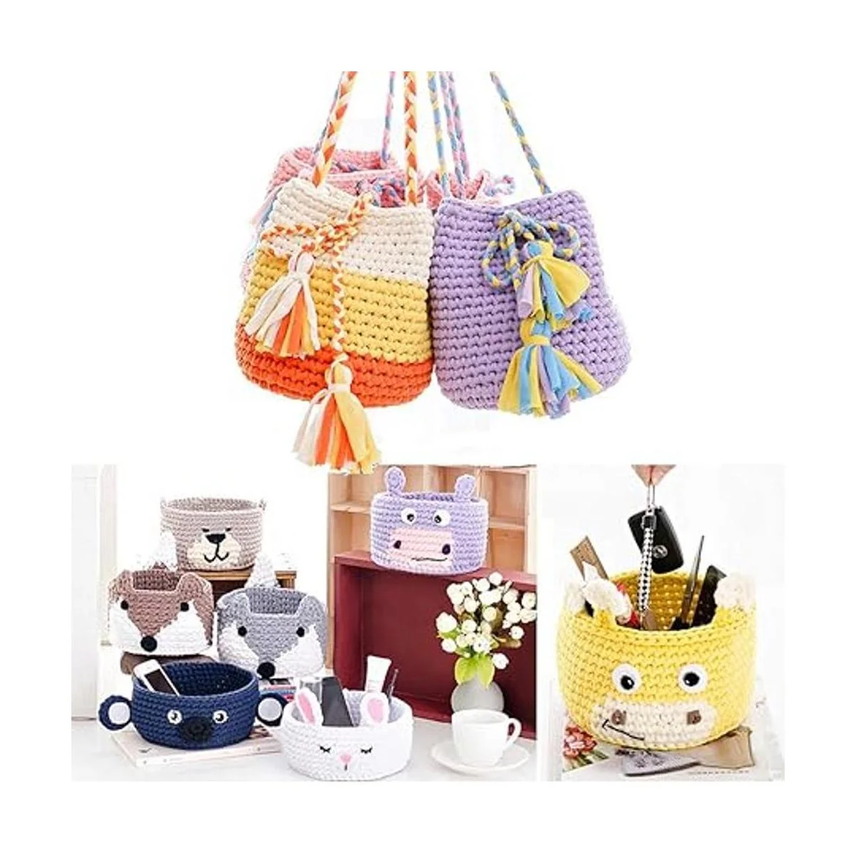 Hilo de camiseta tela de ganchillo para verano bolsa de_4