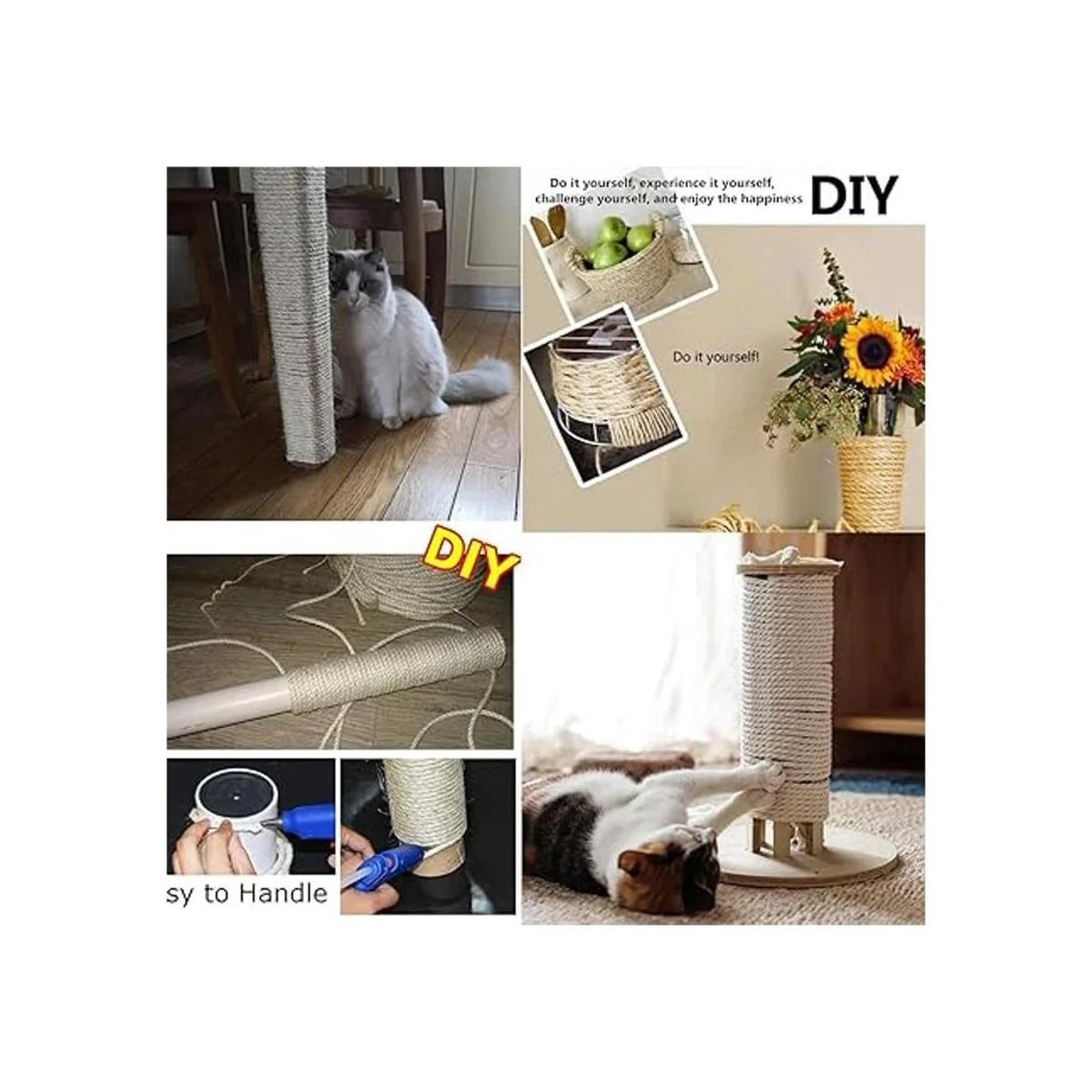 Natural Sisal White Rope for Cat Scratching Post_5