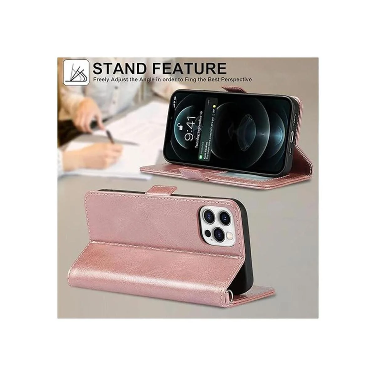 iCoverCase Funda tipo cartera para iPhone 1212 Pro con_4