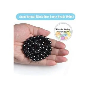 100 cuentas redondas sueltas de ónix negro natural de 0.73_2