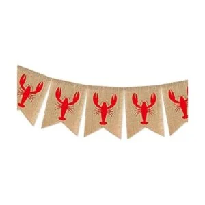 SWYOUN Burlap Crawfish Sign Banner Fiesta de Verano_3