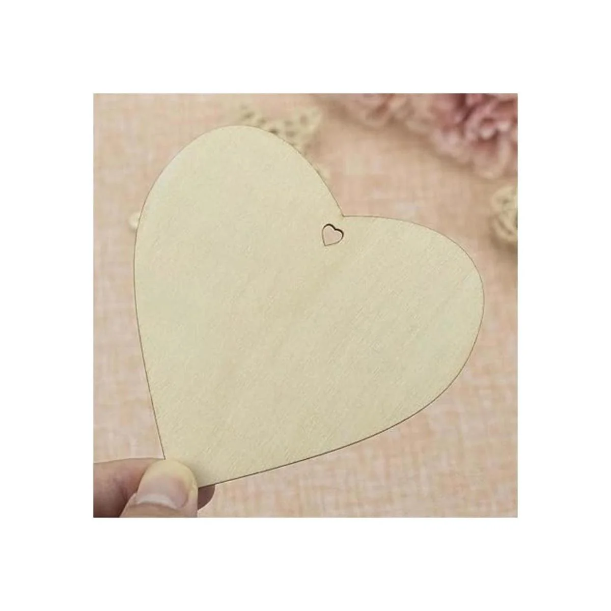 Creaides Adornos colgantes en forma de corazón de madera_4