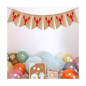 SWYOUN Burlap Crawfish Sign Banner Fiesta de Verano_2