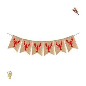 SWYOUN Burlap Crawfish Sign Banner Fiesta de Verano_5