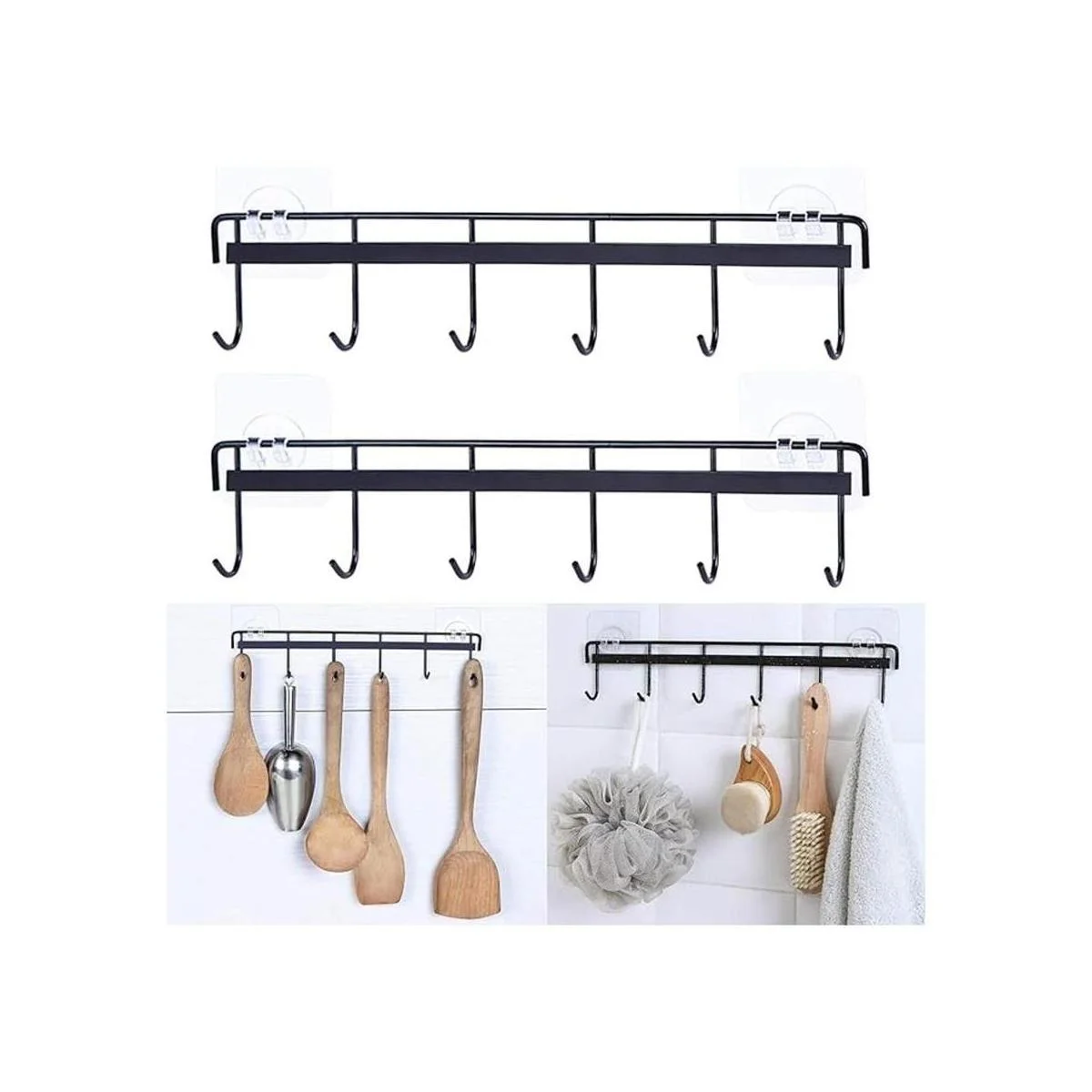 Rainmae Paquete de 2 ganchos de pared adhesivos de cocina_1