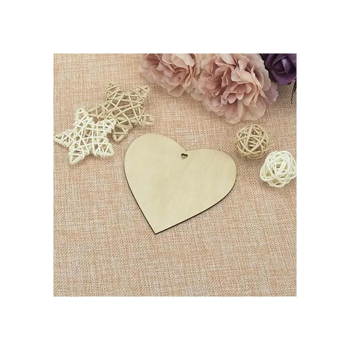 Creaides Adornos colgantes en forma de corazón de madera_3