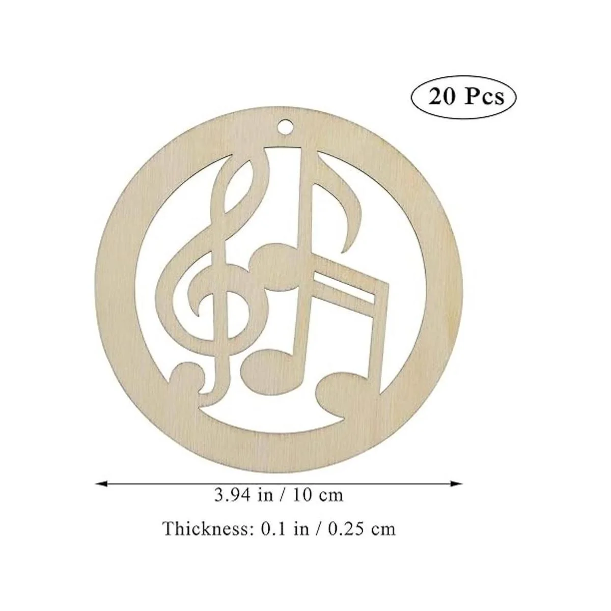 JANOU 20 piezas de notas musicales en forma de madera DIY_2