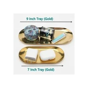 Bandeja decorativa de acero inoxidable juego de 2 7_4