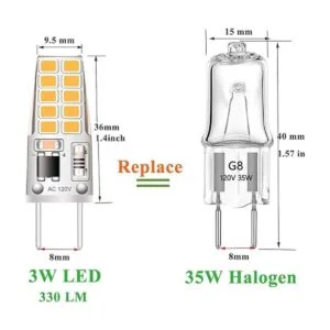 Paquete de 5 bombillas LED G8 de color blanco suave 2700_3