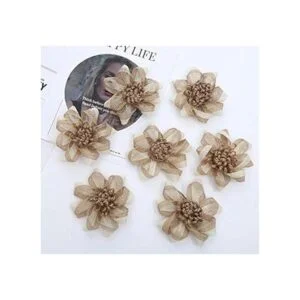 9 flores de arpillera vintage de yute de 3.15 pulgadas_4