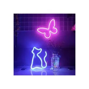 JYWJ Letreros de neón de mariposa luz de neón USB o 3AA_7