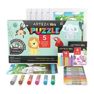 Arteza Kids Kit para colorear 5 rompecabezas de safari_1