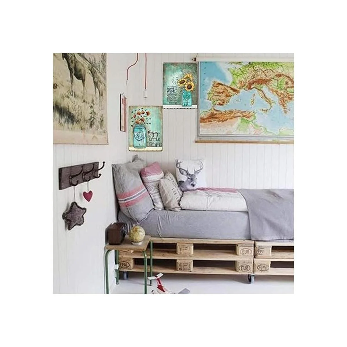 TISOSO Enjoy The Little Things Vintage Metal Sign Poppies_7