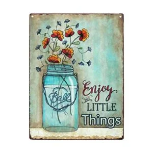 TISOSO Enjoy The Little Things Vintage Metal Sign Poppies_1