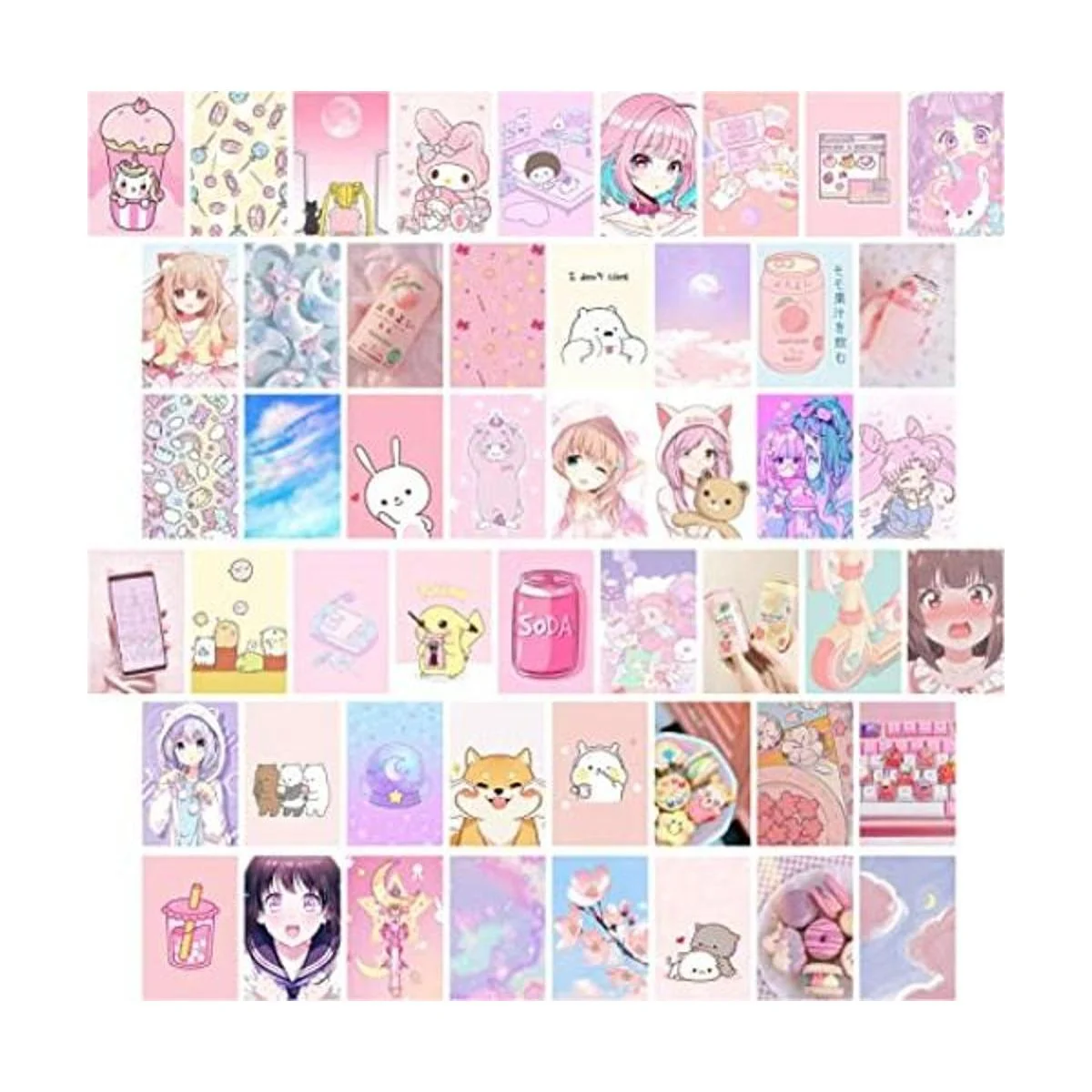 Juego de 50 piezas de collage de pared de anime Kawai_1