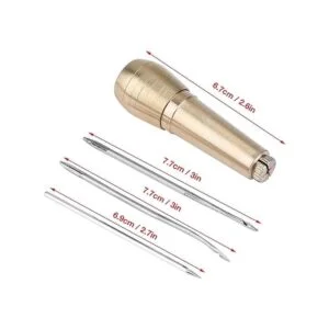 Oumefar Punzón de costura de cuero con 3 agujas de costura_7