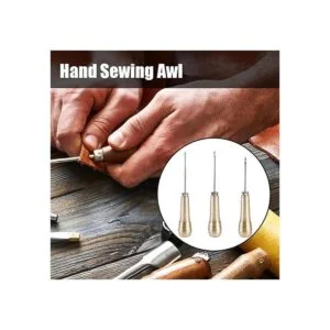 Oumefar Punzón de costura de cuero con 3 agujas de costura_3