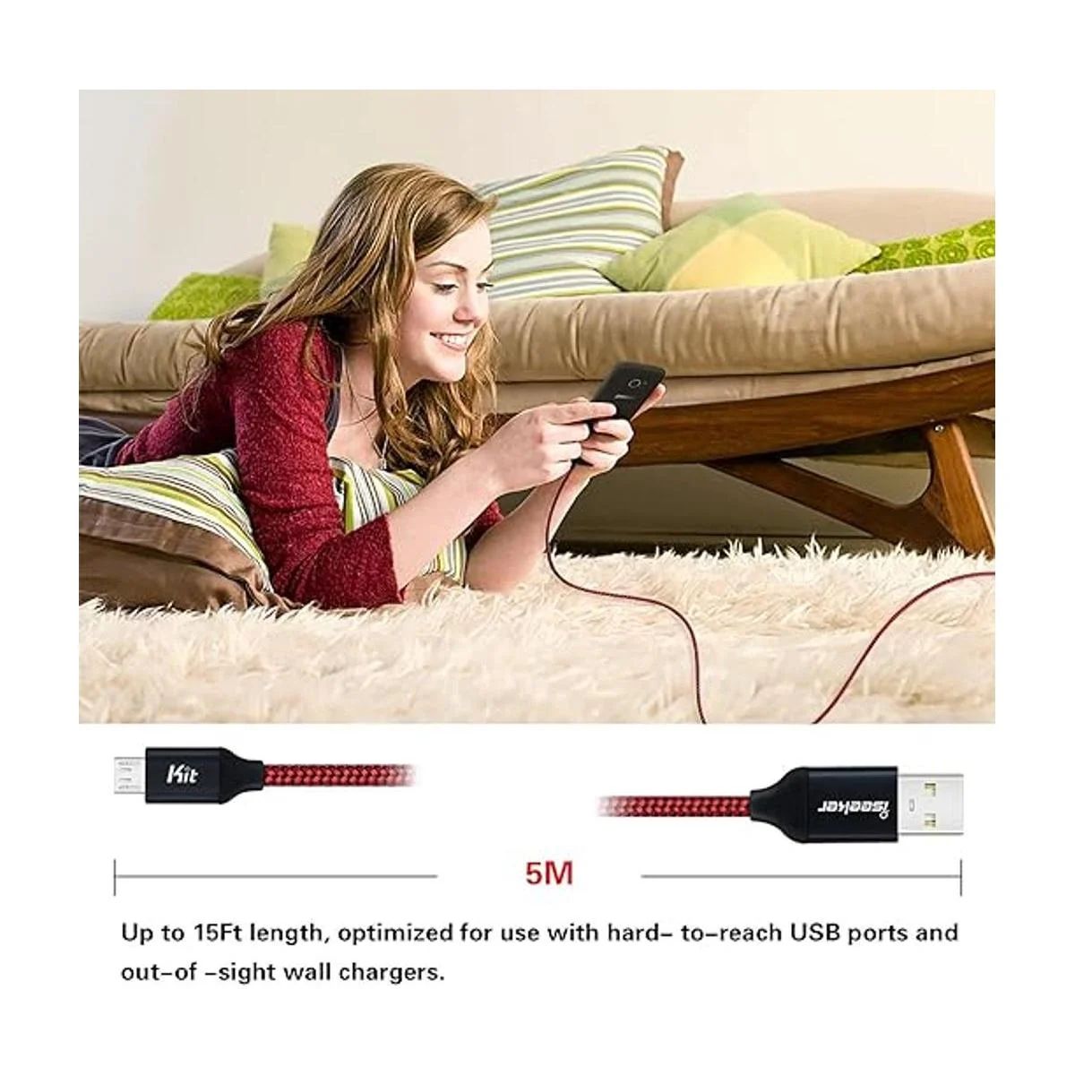 Cable de carga Android 15 pies cable de carga_7