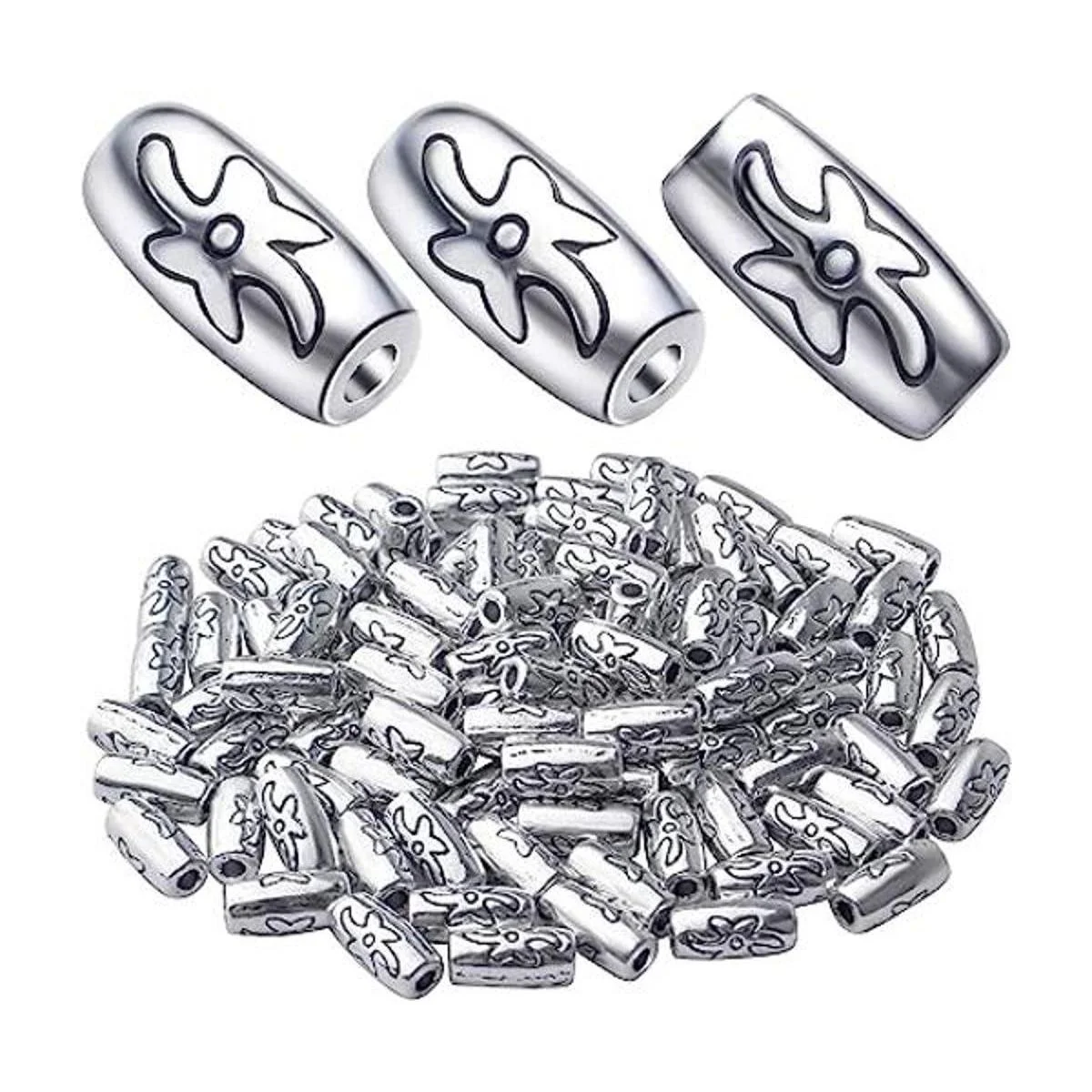 BronaGrand 100 cuentas espaciadoras tibetanas de plata_1