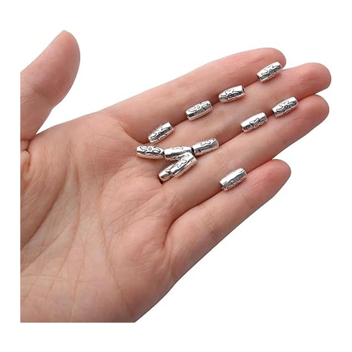 BronaGrand 100 cuentas espaciadoras tibetanas de plata_7