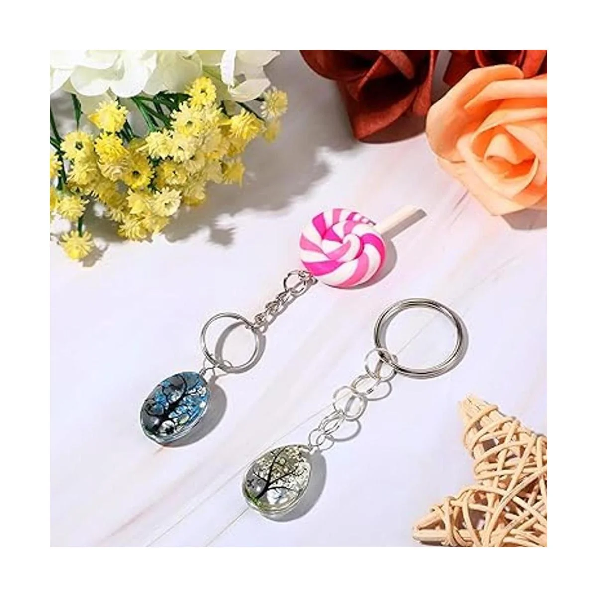 Junkin 12 colgantes de árbol de flores secas de colores_4