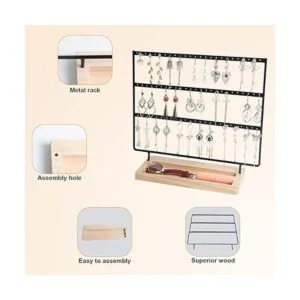 Organizador de aretes de 3 niveles con 75 agujeros_2