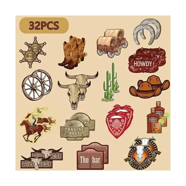 32 piezas de decoraciones de fiesta occidental_3