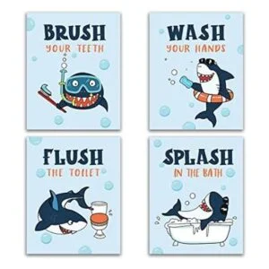 Divertidas reglas de decoración de baño de tiburón_1