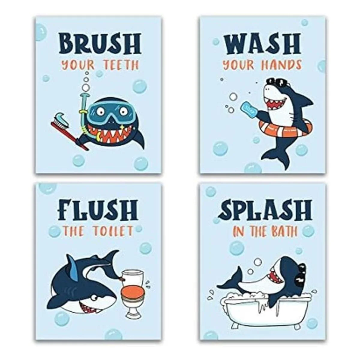 Divertidas reglas de decoración de baño de tiburón_1
