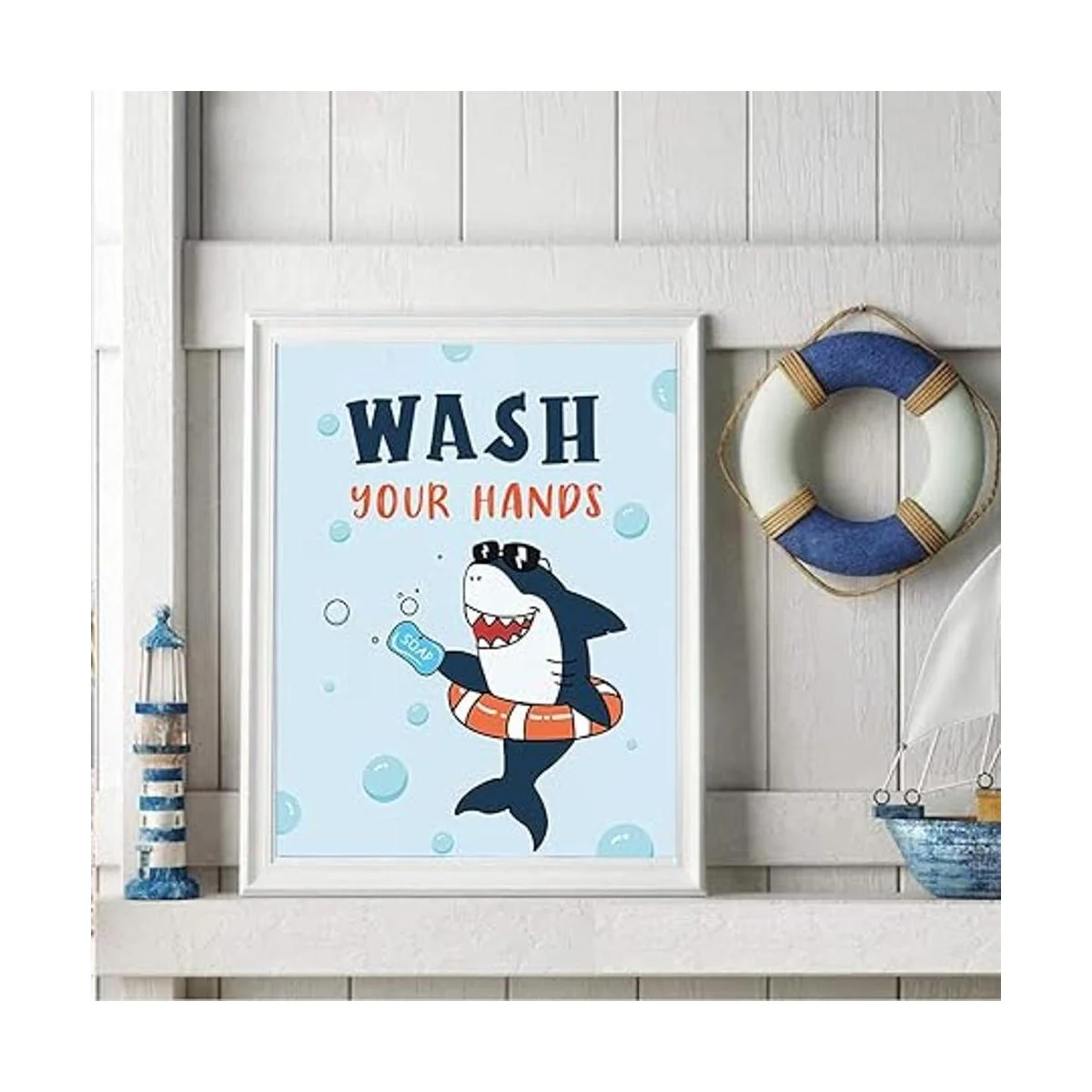 Divertidas reglas de decoración de baño de tiburón_5