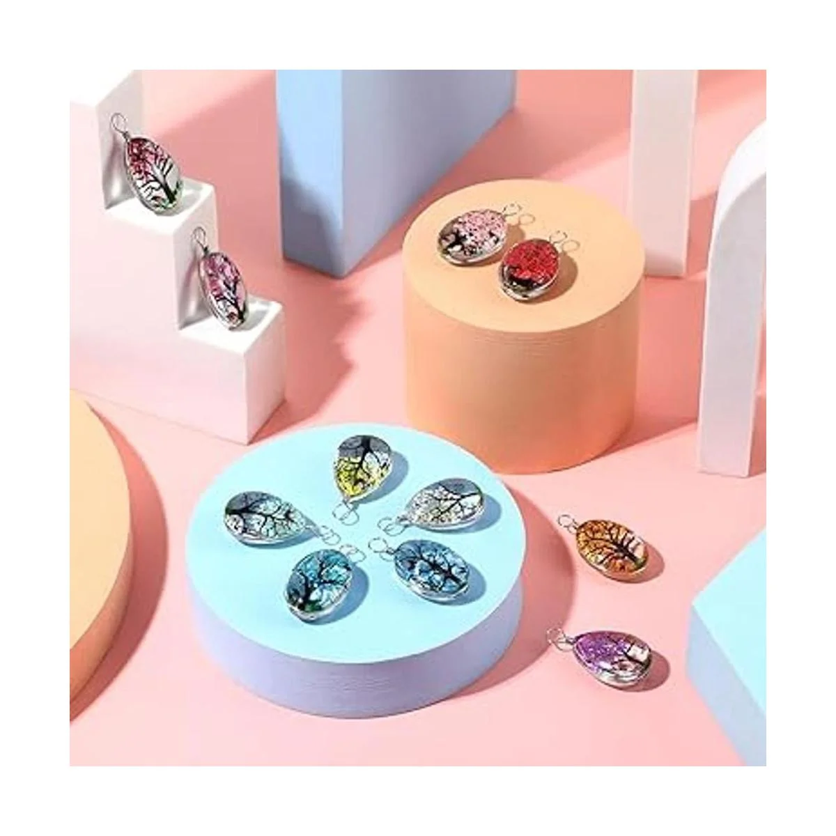 Junkin 12 colgantes de árbol de flores secas de colores_3