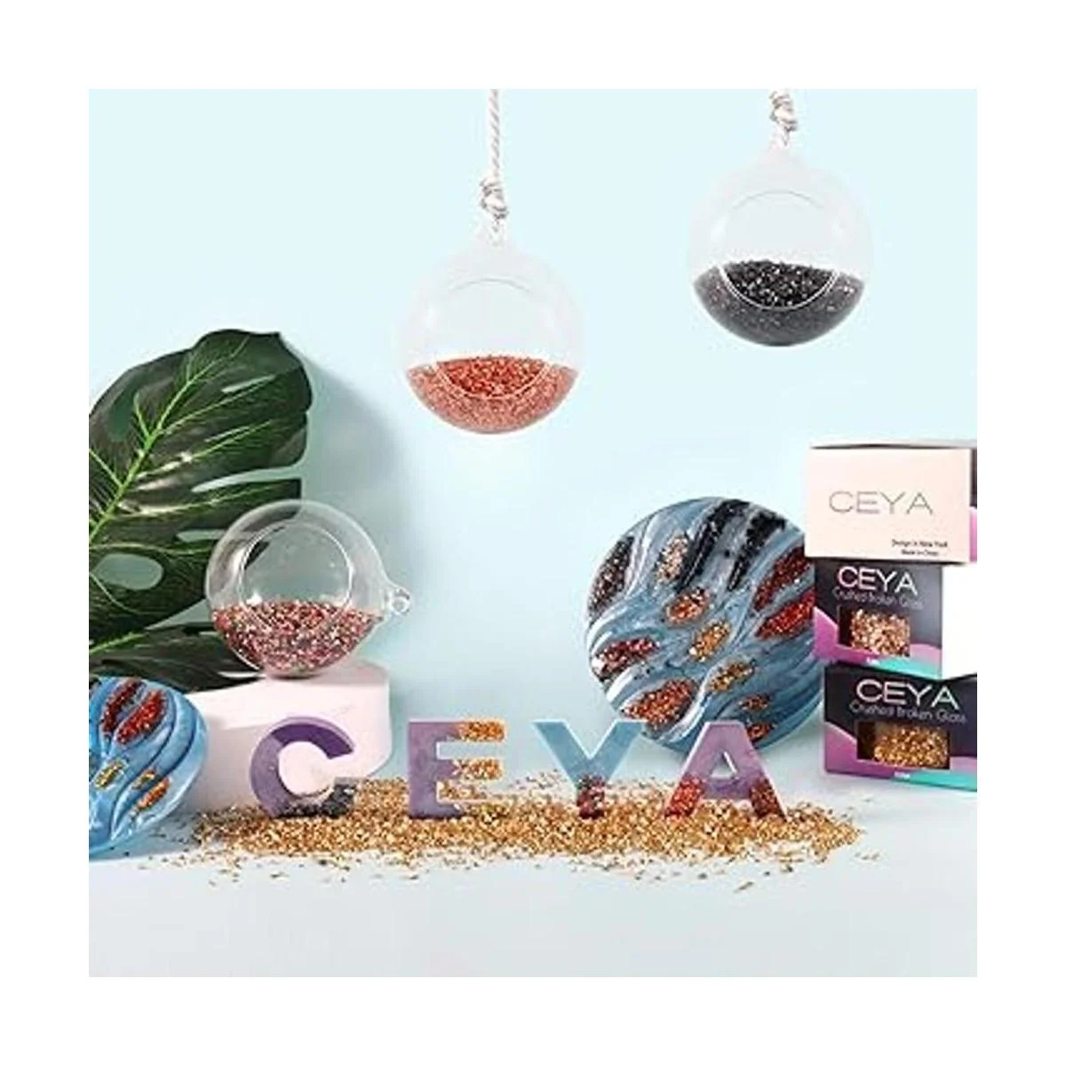 Ceya 5.3 onzas 5.29 oz de vidrio irregular triturado_5