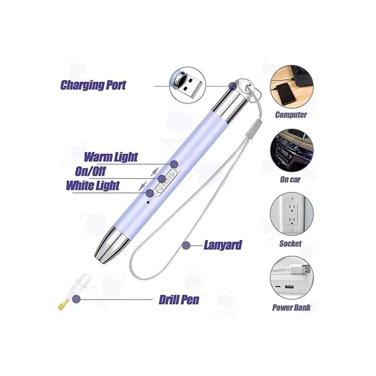 Juego de 15 herramientas de pintura con diamantes LED 5D_2