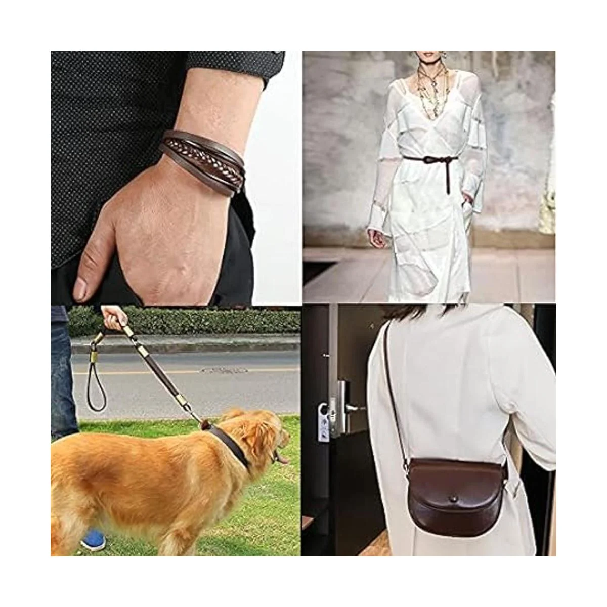 Picheng Correa de cuero marrón oscuro de 1 pulgada de_5