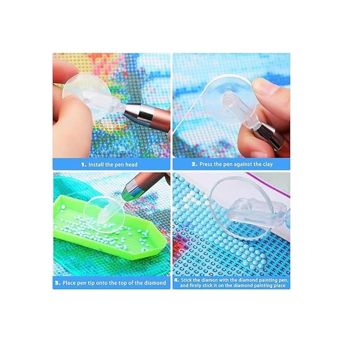 Juego de 15 herramientas de pintura con diamantes LED 5D_3