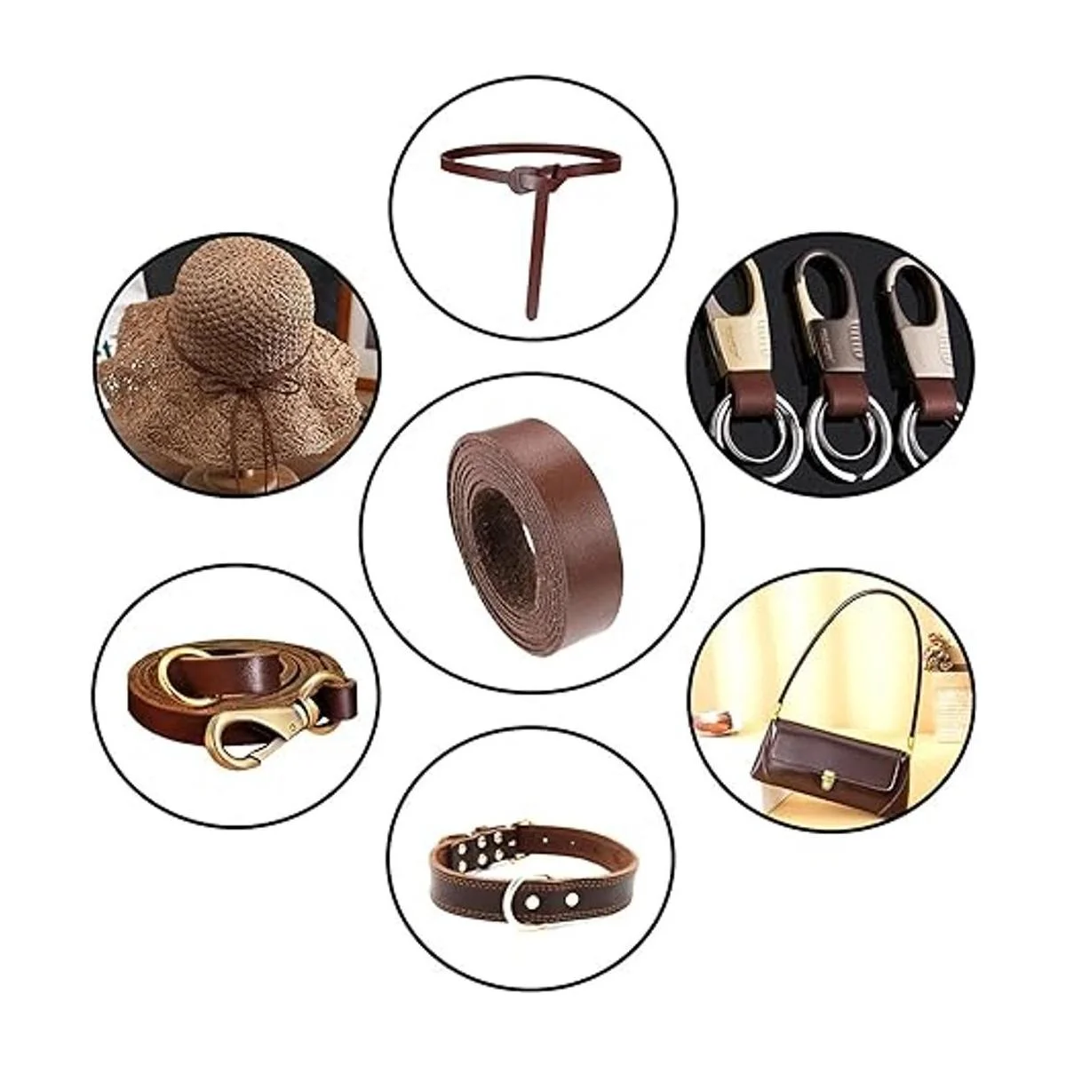 Picheng Correa de cuero marrón oscuro de 1 pulgada de_4