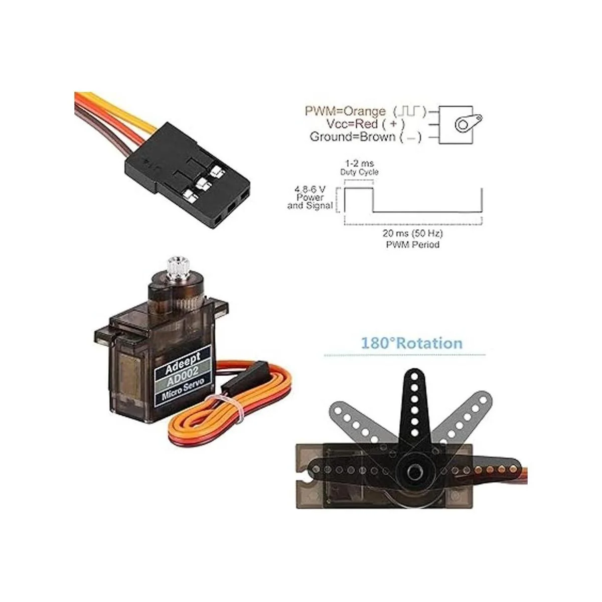 Adeept AD002 2 piezas compatibles con MG90S 9G Micro_6