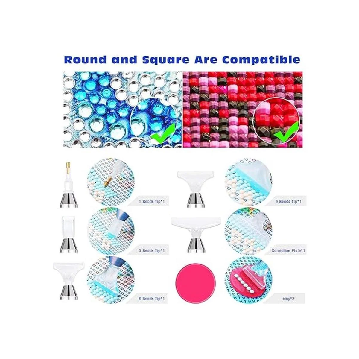 Juego de 15 herramientas de pintura con diamantes LED 5D_4