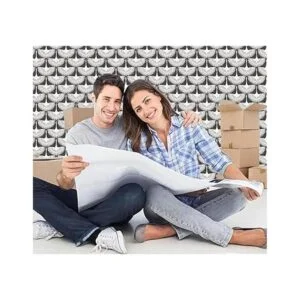 Papel tapiz autoadhesivo para despegar y pegar color gris_6