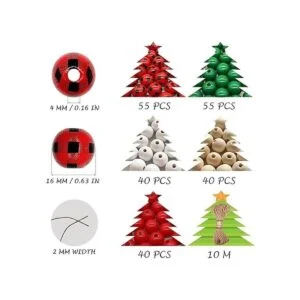 230 cuentas redondas de madera a cuadros de búfalo sueltas_2